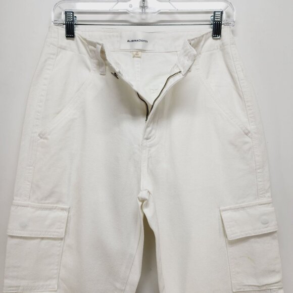 Albina Dotti cargo jeans Womens 2/R White  With Green Back Pockets - Picture 7 of 12